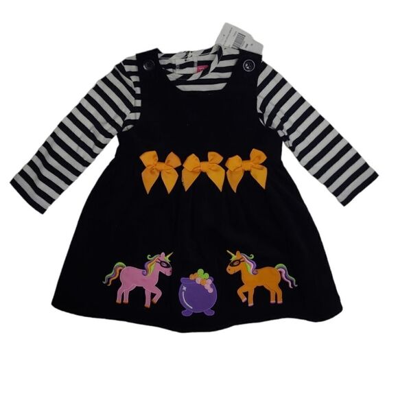 NEW Goodlad corduroy unicorn applique 2 piece jumper dress set 18m - Picture 2 of 8